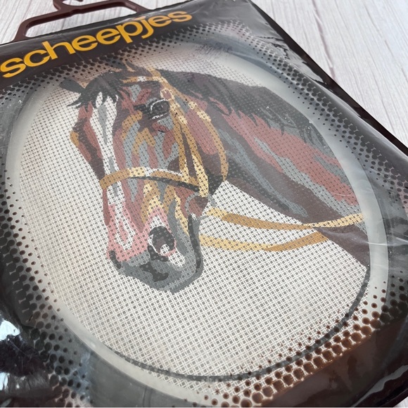 Scheepjes Framed Horse Portrait Needle Point Kit 3172 Holland Unworked Vintage - Picture 6 of 7